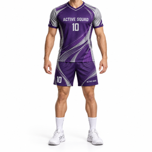 Uniforme de Voleibol Sublimado Geométrico Negro y Rosa Real Personalizado a Precio de Fábrica, Uniforme Ligero para Hombre - Product Image 3