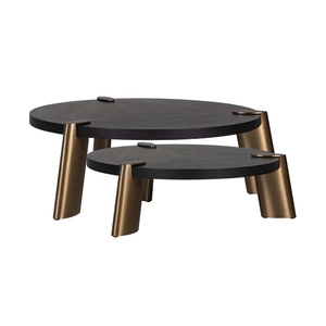 Modern Midcentury Marble Top Handmade <b>Coffee</b> <b>Table</b> <b>Set</b> with Metal Frame <b>Nesting</b> Design for Living Room Furniture - Product Image 2