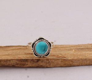 Natural <b>Turquoise</b> <b>Ring</b> 925 Sterling Silver Vintage Style Genuine Blue Gemstone <b>Ring</b> for Women Handcrafted Boho Ethnic Jewelry - Product Image 5