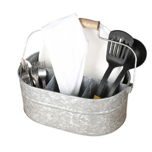 Modern Design Heavy Duty Galvanized Metal Caddy Antique Copper Finish 4 Compartment Utensil Napkin Holder <b>Kitchen</b> <b>Storage</b> - Product Image 6