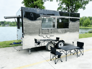 Fully Equipped Stainless Steel Mobile Food Truck | Outdoor Fast Food Kitchen Trailer With Coffee Machine For Sale - Product Image 1