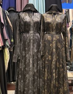 Wholesale Umbrella Abaya Stone Work Handmade Sequined Arabic Dubai Style Full Flare Nida Fabric Evening Party Dress - Product Image 5