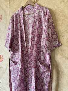 Robe kimono en coton imprimé au bloc, peignoir de demoiselle d'honneur - Product Image 2