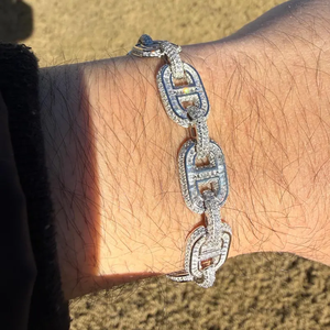Bracelet à maillons ovales Moissanite Iced Out, Chaîne Tennis de luxe Hip Hop, Bijoux pour hommes - Product Image 5