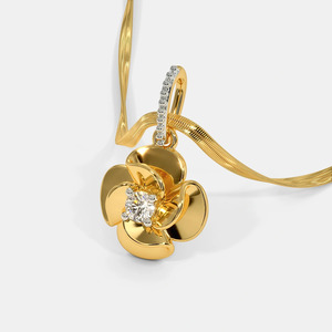 Collar con Colgante de Diamante Cultivado en Laboratorio con Diseño Floral en Oro Amarillo - Product Image 5