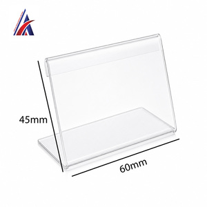 Meilleure Vente – Support d'étiquettes de prix incliné en acrylique transparent, moderne, en forme de L, 60x45mm, lot de 50 pièces, pré-assemblé - Product Image 1