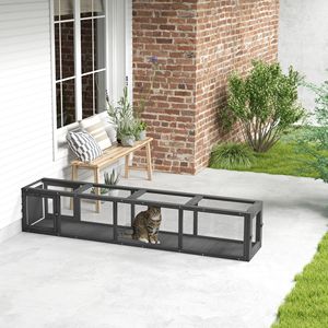 Recinto per Gatti in Legno Grigio Scuro 79"L X 15"W X 15"H con Protezione dalle Intemperie per Collegare Case e Mobili per Animali Domestici Interni ed Esterni - Product Image 2