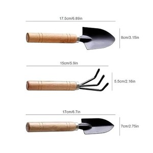 ชุดเครื่องมือทำสวนไม้มะฮอกกานีขายส่ง |   คราดและจอบขุดดินทำมือ - Product Image 6