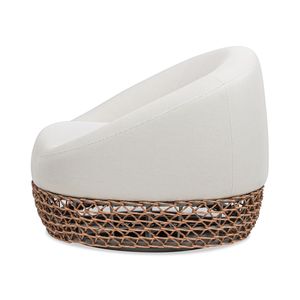 Fauteuil de patio rembourré en osier brun doré de 35,5 po, assise profonde, avec chaises de jardin beige blé - Product Image 5