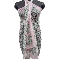 Paréo de plage en coton pour femme, imprimé indien, fait main, motif floral – Idéal pour l'été, antibactérien et respirant