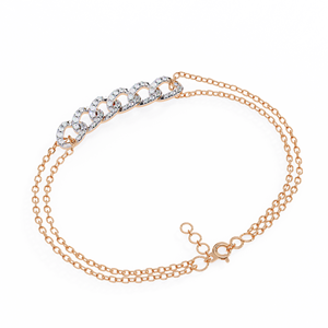Bracelet chaîne pavé cubain à maillons gourmette – Double rangée de diamants de laboratoire VVS DEF CVD en or rose massif 10K 14K 18K - Product Image 5