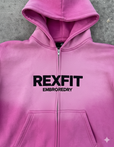 เสื้อฮู้ดปักลาย งานปักคุณภาพเยี่ยม ตัดเย็บประณีต สไตล์ดิสเทรส ไหล่ตก ซิปหน้า สินค้าขายดี MOQ ต่ำ สีซีดแบบซันเฟด - Product Image 6