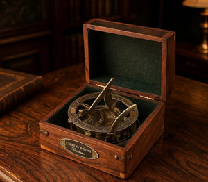 Gilbery & Soys Brass Sundial <b>Compass</b> in Wooden Box Retro Pocket-Sized Portable Navigation Instrument for Outdoor Activities - Product Image 1
