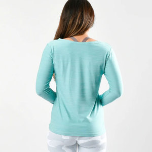 Custom Logo Women Seamless Activewear <b>Long</b> Sleeve Shirt Comfortable Polyester/Cotton Material Outdoor Athletic Sportswear Shirt - Product Image 2