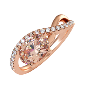 <b>925</b> Sterling <b>Silver</b> Solitaire Engagement <b>Ring</b> with Rose Gold Plating and Pavé Cubic Zirconia Accents Handmade Bulk Product - Product Image 1