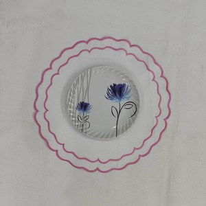 Round Double scalloped white <b>Placemat</b>, Embro linen white fabric table mat easy care,machine washable rustic kitchen decor - Product Image 6