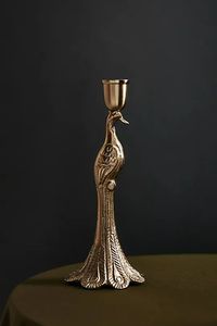 Golden Brass Palm <b>Tree</b> Candle <b>Stand</b> with Bird Home Decoration Durable Metal Holder - Product Image 6
