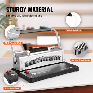 เครื่องเข้าเล่มแบบสันห่วงลวด 46 รู รุ่นแมนนวล ใช้ไฟฟ้า สำหรับเข้าเล่มเอกสารได้ 500 แผ่น พร้อมห่วงลวดขนาด 5/1 จำนวน 100 ชิ้น สำหรับเข้าเล่มหนังสือ - Product Image 5