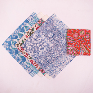 Foulard imprimé au bloc en coton biologique, bandana teint naturellement, motif floral, style vintage, fait main, cadeau unisexe - Product Image 5