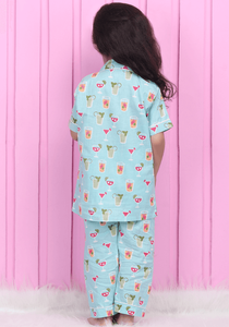 Conjunto de Pijama de Algodón para Niñas, Suave y Transpirable, con Estampado, Camiseta de Manga Corta y Pantalones de Pijama Cómodos - Product Image 2