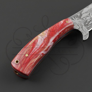 Cuchillo de caza de acero de Damasco de alta calidad hecho a medida, con mango de hueso, forjado a mano, de espiga completa, multifunción, para vaqueros. - Product Image 4