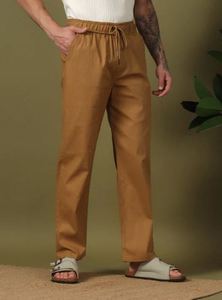 Super Quality Men Lightweight Smart Casual Straight Low <b>Elastic</b> Cotton Blended <b>Trousers</b> <b>Elastic</b> <b>Waist</b> Quick Dry Modern Office - Product Image 5