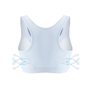 Soutien-gorge de sport bleu marine pour femme, design dos croisé, ourlet rayé, maintien moyen, pour yoga et activités sportives, couleur unie - Product Image 2
