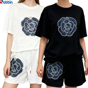 Conjunto de 2 Piezas Personalizado de Moda Veraniega para Mujer, Camiseta y Pantalones Cortos, Conjunto Deportivo Estampado, Spandex y Algodón Transpirable - Product Image 5