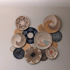 Ensemble de décorations murales multifonctionnelles en jonc de mer, faites à la main et écologiques, style moderne et antique, pour la décoration de la maison. - Product Image 4