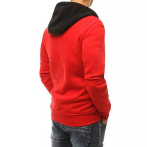 Sudadera con Capucha Roja para Hombre con Cierre Frontal y Bolsillos Tipo Canguro, con Capucha en Contraste Negro, Estilo Deportivo para Gimnasio - Product Image 6