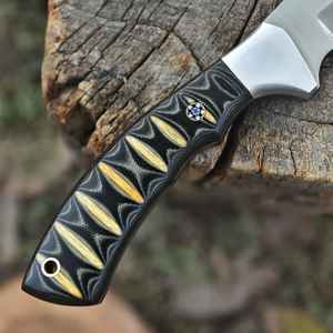Couteau de chasse en acier Damas 2026 en gros, fait main, manche en corne de cerf, étui en cuir fin, couteau à lame fixe style Viking, OEM - Product Image 3