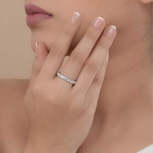 Bague de mariage en or massif avec diamants de laboratoire taille ronde, alliance éternelle pour femme, or blanc, or jaune, or rose - Product Image 3