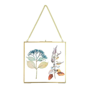 Cadre photo carré en laiton avec incrustation de fougère rose, décoration murale suspendue, cadre en métal fait main, orientation horizontale, cadre photo - Product Image 2