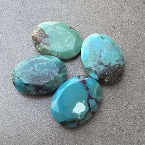 Turquoise tibétaine naturelle ovale facettée, cabochon, pierre précieuse calibrée et polie, fourniture en gros pour la fabrication de bijoux - Product Image 5