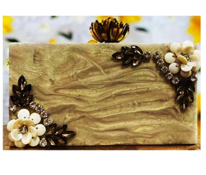 Pochette de soirée de luxe pour femme en résine époxy avec fermeture magnétique, étanche, personnalisable avec logo, motif fleur diamant - Product Image 5