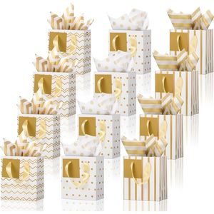 12 Pezzi Mini Sacchetti Regalo in Carta Metallizzata con Manici, Confezione all'Ingrosso per Natale, Ringraziamento, Halloween, Compleanni - Product Image 2