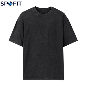 T-shirts oversize délavés pour hommes style streetwear – Produit très demandé, logo personnalisé, 100 % coton, t-shirt délavé à l'acide pour garçons - Product Image 1