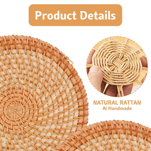 Posavasos Redondos de Ratán Natural Tejido a Mano de 7.1 Pulgadas, Manteles Individuales para Uso Doméstico - Product Image 4