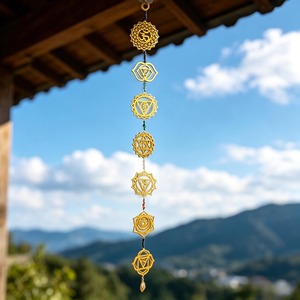 Atrapasueños de Pared con Acabado Dorado para Chakras, Ideal para Decoración de Energía Positiva, Sanación y Estilismo de Habitaciones Tranquilas, de la India - Product Image 1