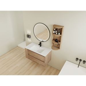 Mobiletto da Bagno a Parete con 2 Cassetti a Chiusura Morbida, 90 cm, con Lavabo e Ripiani Portaoggetti, Modello 00612IMO 05536IMO (Confezione KD) - Product Image 5