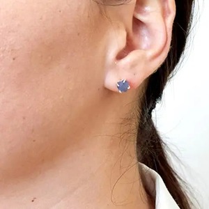 Handmade Raw Tanzanite 5-7mm 925 <b>Sterling</b> <b>Silver</b> <b>Stud</b> Earrings Classic Gold Plating Classic Style Jewelry for Gift - Product Image 2