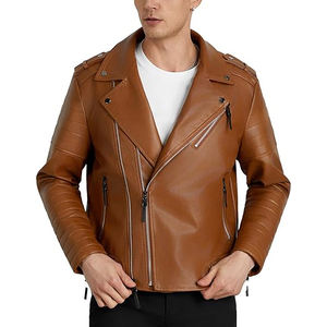 Chaqueta de cuero genuino premium, negra, estilo motociclista, con logo personalizado y acabado de alta calidad. - Product Image 1