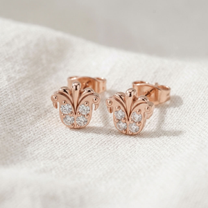 Pendientes de Oro Rosa de 14K con Diamantes Cultivados en Laboratorio, Corte Redondo, para Mujer, Regalo de Joyería Clásica para Compromiso, Aniversario, Boda - Product Image 3