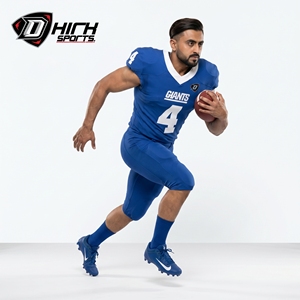 Wholesale Custom Printed Blue V-Neck American Football Jersey Polyester <b>Mesh</b> Youth Uniform Team Name Moisture Wicking OEM - Product Image 5