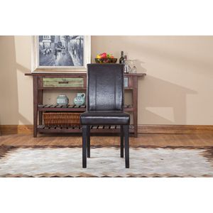 Chaise de salle à manger rembourrée en similicuir et bois massif de style urbain, chaise Parson marron, lot de 2 - Product Image 2