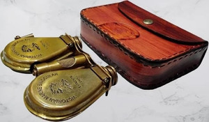 Jumelles victoriennes en laiton avec étui en cuir véritable, lunettes de champ vintage, instrument optique de style antique, vente en gros OEM - Product Image 2