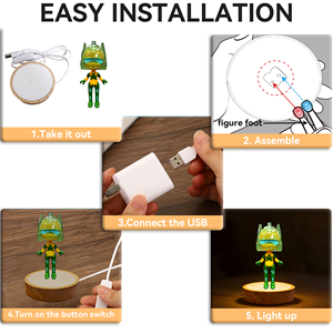 Lámpara Nocturna LED HelmeTeam Glitters Uranus con Base Luminosa, Control de un Botón, Brillo Suave, Tamaño Pequeño, DC5V, Decoración para Dormitorio y Regalo - Product Image 2