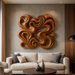 Sculpture murale en bois faite à la main, style Art déco unique, décoration sculptée pour anniversaire, décoration murale pour la maison, fête de Diwali - Product Image 4