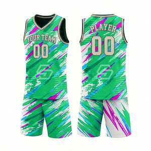 Tenue d'équipe de haute qualité pour jeunes, personnalisée, imprimée par sublimation, respirante, 100% polyester, ensemble de basket-ball rose, personnalisé pour hommes et femmes - Product Image 6