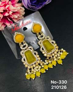 Boucles d'oreilles Jhumka traditionnelles indiennes vintage avec perles et clochettes en alliage, pour femme - Grande Vente - Product Image 6